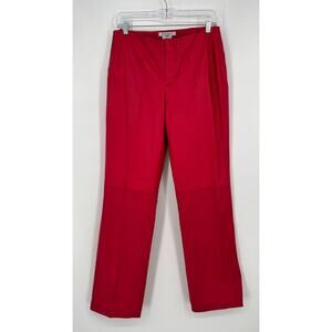 Vintage Nine West Genuine Leather Pants Womens 10 Red Straight Leg Mid Rise Y2K